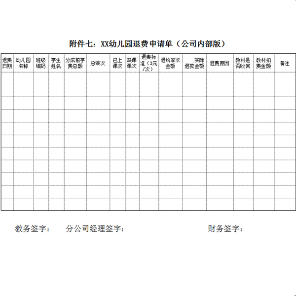 幼儿园退费单_幼儿园退费明细表怎么做？
